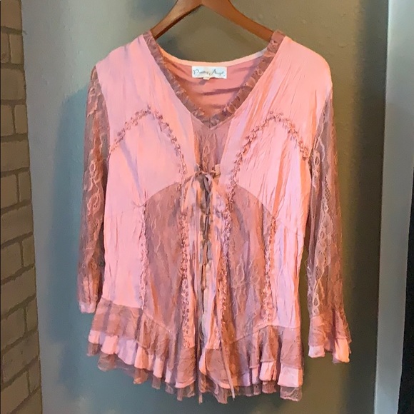 Pretty Angel Tops - Pretty Angel pink lace blouse 👚